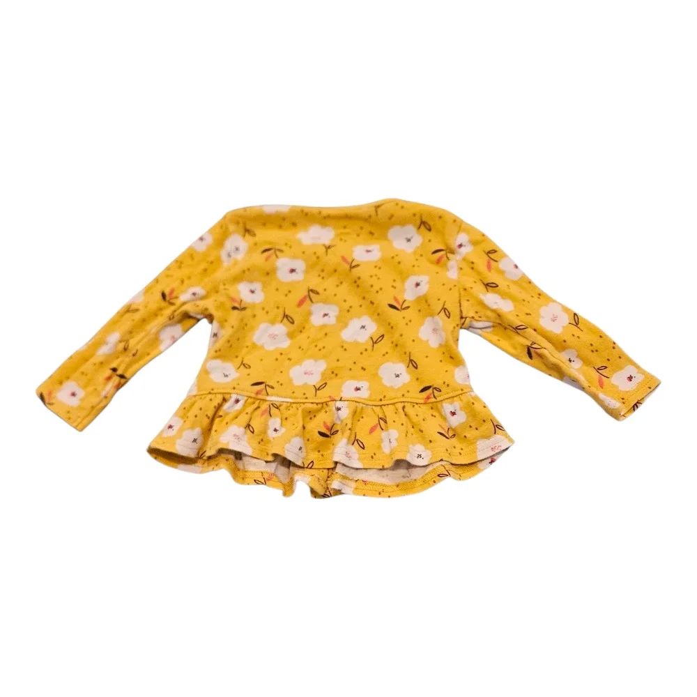 Carter's Child Size 9M Yellow Floral Long Sleeve Snap Up Shirt